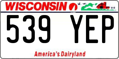 WI license plate 539YEP