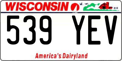 WI license plate 539YEV