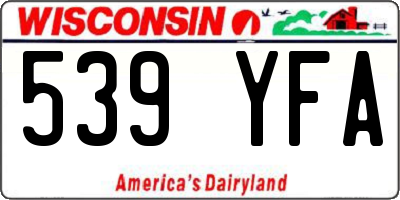 WI license plate 539YFA