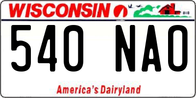 WI license plate 540NAO