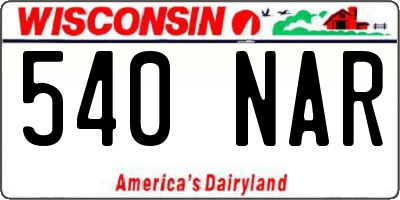 WI license plate 540NAR