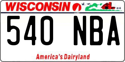 WI license plate 540NBA