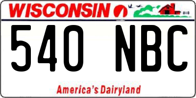 WI license plate 540NBC