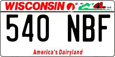 WI license plate 540NBF