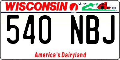 WI license plate 540NBJ