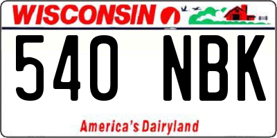 WI license plate 540NBK