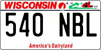 WI license plate 540NBL