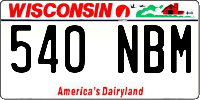 WI license plate 540NBM