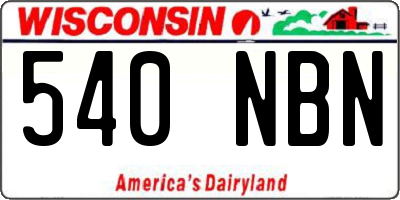 WI license plate 540NBN