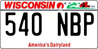 WI license plate 540NBP