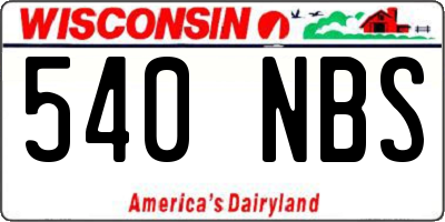 WI license plate 540NBS