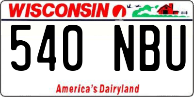 WI license plate 540NBU
