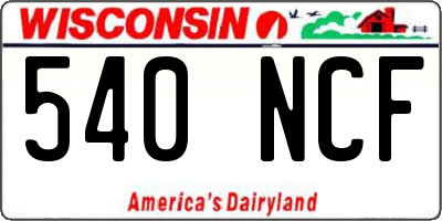 WI license plate 540NCF