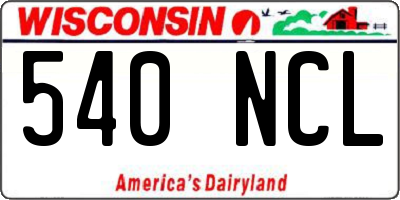 WI license plate 540NCL