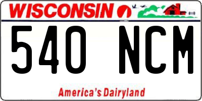 WI license plate 540NCM
