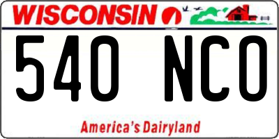 WI license plate 540NCO