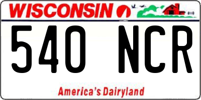 WI license plate 540NCR