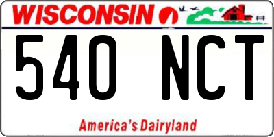 WI license plate 540NCT