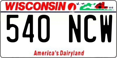 WI license plate 540NCW