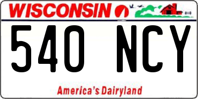 WI license plate 540NCY