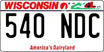 WI license plate 540NDC