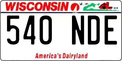 WI license plate 540NDE