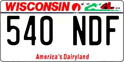 WI license plate 540NDF