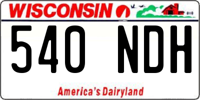 WI license plate 540NDH