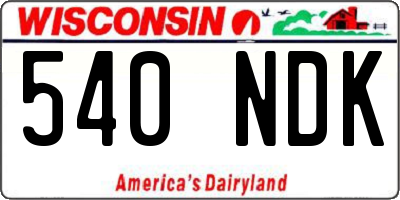 WI license plate 540NDK