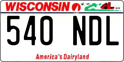 WI license plate 540NDL
