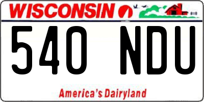 WI license plate 540NDU