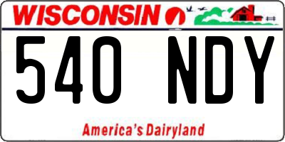 WI license plate 540NDY