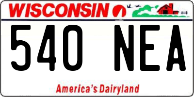WI license plate 540NEA