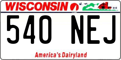 WI license plate 540NEJ