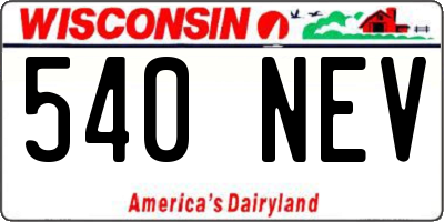 WI license plate 540NEV