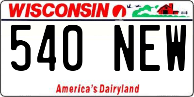 WI license plate 540NEW