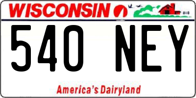 WI license plate 540NEY