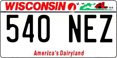 WI license plate 540NEZ