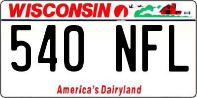 WI license plate 540NFL