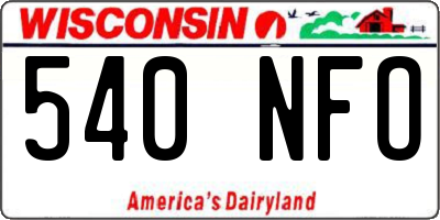 WI license plate 540NFO