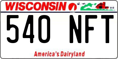 WI license plate 540NFT
