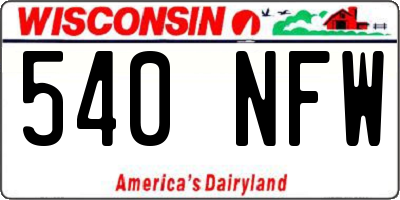 WI license plate 540NFW