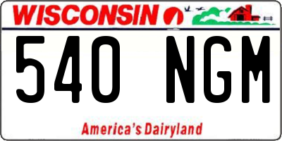 WI license plate 540NGM
