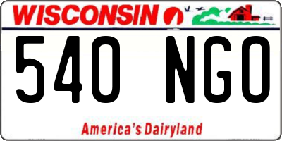 WI license plate 540NGO