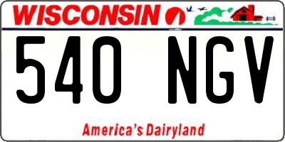 WI license plate 540NGV
