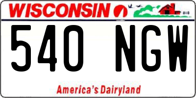 WI license plate 540NGW
