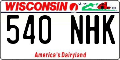 WI license plate 540NHK