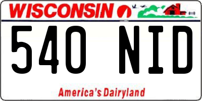 WI license plate 540NID