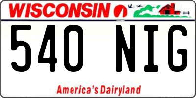 WI license plate 540NIG