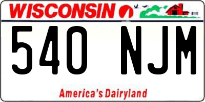 WI license plate 540NJM